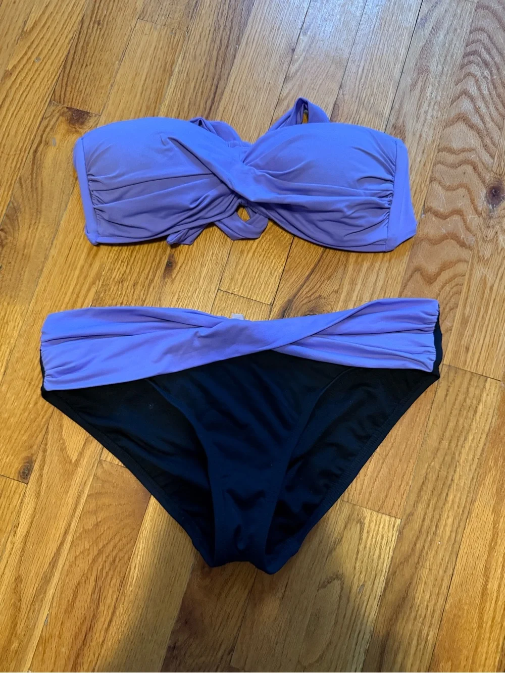 Anne Cole Two-Piece Bikini Set | Lavender & Black | Size Medium